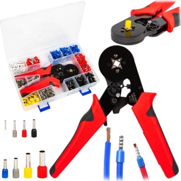 ZACISKARKA PRASKA TULEJK PRZEWODÓW 0,25 - 10,0 mm2 + 1200 KONEKTORÓW ZESTAW