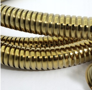 WĄŻ PRYSZNICOWY ROZCIĄGLIWY 150 - 170 cm złoty BEZSKRĘTNY stal GOLD 1,5m