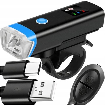 Мощный фонарь BIKE. Светодиодный фонарь спереди + задний фонарик. Руль BIKE USB.