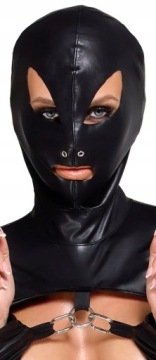 НАБОР BDSM ТОП С МАСКОЙ УПРЯЖЬ L РЕГУЛИРУЕМАЯ + СТРОИНГИ OUVERT КАРАБИНЫ