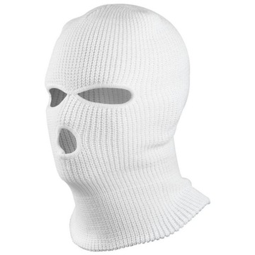 MIL-TEC UNIWERSALNA KOMINIARKA ZIMOWA BALACLAVA 3 OTWORY BIAŁA AKRYL