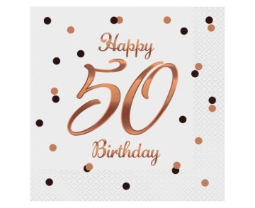 Серветки 50 День народження рожеве золото Рожеве золото Happy Birthday 33x33 см 20 шт.