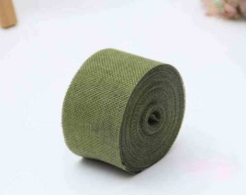 Khaki Zielona Wstążka Taśma jutowa ozdobna 5cm