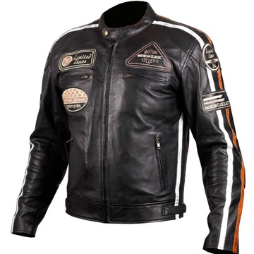 Skórzana kurtka motocyklowa HUSAR THUNDER PRO męska czarna duża 5XL