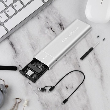 USB 3.1 10G M.2 NVMe Внешний корпус Практичный Удобный Прочный Серебристый