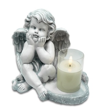 ZNICZ GIPSOWA FIGURKA NAGROBNA LAMPA LED 3XAAA
