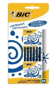 24 SZT NABOJE NIEBIESKIE BIC DO PIÓR KRÓTKIE