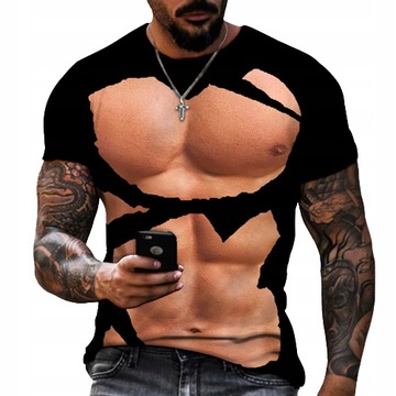 МУЖСКАЯ ФУТБОЛКА 3D FUNNY MUSCLE ФУТБОЛКА