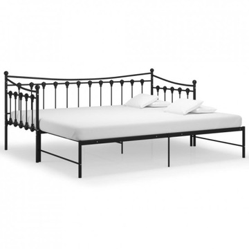 RAMA ŁÓŻKA METALOWA ROZSUWANA 90/180x200 ŁÓŻKO METALOWE Rozkładane Czarne
