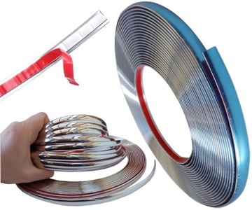 TAŚMA LISTWA OZDOBNA CHROM CHROMOWANA 10mm x 15m