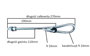Винтовой крюк для качелей-гамака М10х190 с карабином.