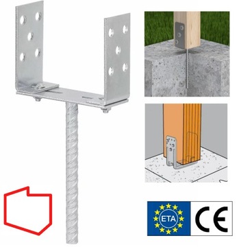 PODSTAWA SŁUPKA KOTWA REGULOWANA SP14 OCYNK 0-140 PRĘT 20CM SUPER JAKOŚC