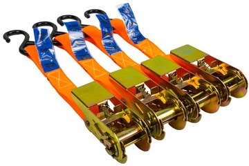 Комплект из четырех транспортных ремней с натяжителем 4М/25мм/0,68Т в чехле.