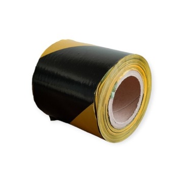 ЛЕНТА ПРЕДУПРЕЖДАЮЩАЯ 70мм/100м желто-черная 7см для ограждения раскопок