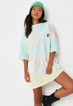 MISSGUIDED BARWNA SUKIENKA T-SHIRTOWA_PLAYBOY S KNT59