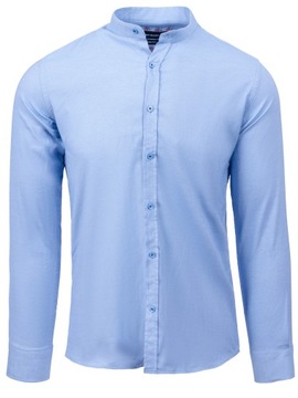 Koszula męska slim fit ze stójką niebieska - L