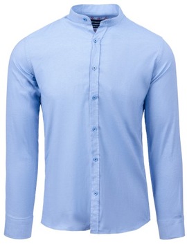 Koszula męska slim fit ze stójką niebieska - M
