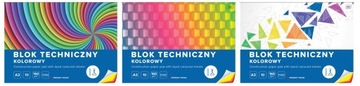 Blok techniczny kolorowy A3 10 160g barwiony w masie Interdruk