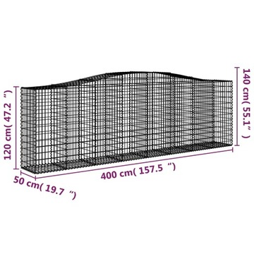 vidaXL Габионные корзины 25 шт. 400x50x120/140см Оцинкованное железо 314