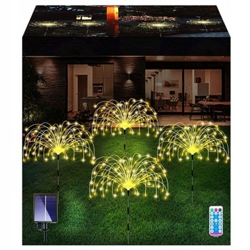 4SZT LAMPKI SOLARNE OGRODOWE DMUCHAWCE FAJERWERKI OZDOBA 480 LED+PILOT