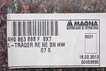 БАГАЖНИК БОКОВОЙ AUDI A8 S8 4H 4H0863888F 9X7