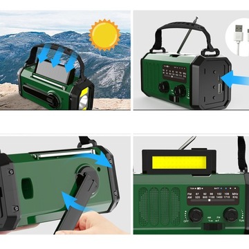 1 АВАРИЙНЫЙ FM-РАДИО СОЛНЕЧНЫЙ ФОНАРИК SOS 10000 мАч IPX5