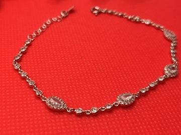 DELIKATNA SREBRNA DAMSKA BRANSOLETKA KAMIEŃ SWAROVSKIEGO PRÓBA 925
