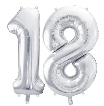 BALONY URODZINOWE NA 18 URODZINY SREBRNE FOLIOWE