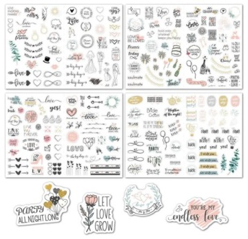 NAKLEJKI SAMOPRZYLEPNE DO KSIĘGA GOŚCI ŚLUB WESELE KOLOROWE ZESTAW 230 szt.