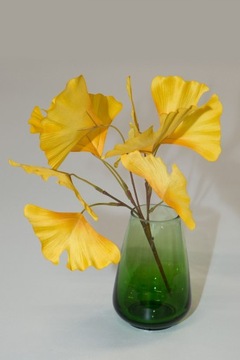 ЖЕЛТЫЕ ЛИСТЬЯ ГИНКОБ ИСКУССТВЕННЫЙ ЦВЕТОК Ветка 37 см