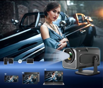 PROJEKTOR RZUTNIK ANDROID TV WIFI FULL HD PRZENOŚNY SMART GŁOŚNIK OBROTOWY
