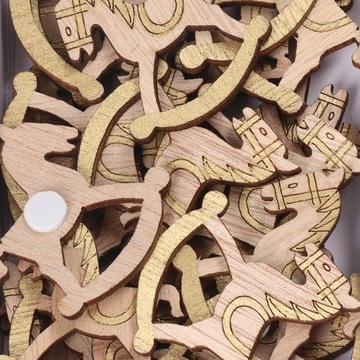 ДЕРЕВЯННЫЕ НАКЛЕЙКИ РОЖДЕСТВЕНСКАЯ ЕЛКА 24 шт.