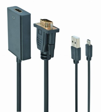GEMBIRD Конвертер VGA в HDMI 15 см, черный