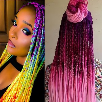 Синтетические волосы для косичек красочные косички омбре печать 130 см.