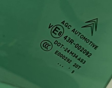 SKLO (OKNO) DVEŘE PRAVÝ ZADNÍ CITROEN C5 III X7 KOMBI 2009R. TMAVÁ JEDNOTLIVÉ