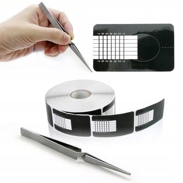 SZABLONY FORMY DO PAZNOKCI WĄSKIE 500sz zaciskarka