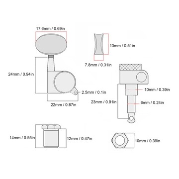 Kołek do strojenia gitary 3R3L z blokadą