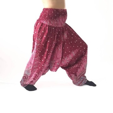 Szarawary spodnie cienkie alladynki różowe joga