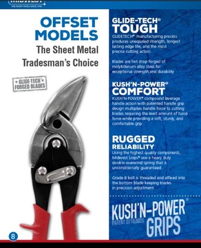 Ножницы MIDWEST для листового металла, сталь, прямые, левые