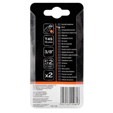Бита TORX T45 x 75 мм, S2 x 2 шт, NEO 10-944