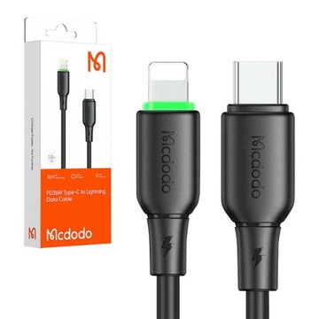 MCDODO MOCNY KABEL PRZEWÓD USB TYP C LIGHTNING DO TELEFONU IPHONE 36W 1.2M