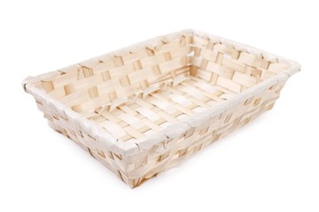 PROSTOKĄTNY KOSZYK BAMBUSOWY NA STÓŁ PIECZYWO OWOCE PREZENTOWY 24x16x5 cm