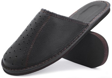 Kapcie męskie skórzane komfort i styl eleganckie Pantofle Rozmiar. 46