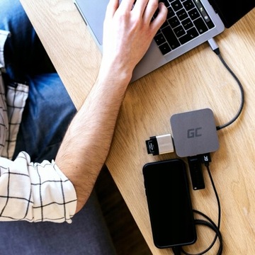 СТАНЦИЯ-концентратор GREEN CELL USB-C 3xUSB HDMI RJ-45 6 в 1