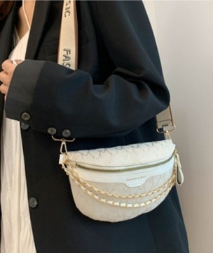 SASZETKA NERKA DAMSKA TOREBKA LISTONOSZKA BIAŁA CROSSBODY BIODRÓWKA