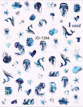 НАКЛЕЙКИ ДЛЯ МАНИКЮРА МОРСКИЕ МЕДУЗЫ ЗВЕЗДЫ КИТЫ