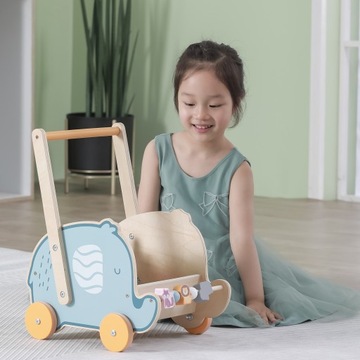 VIGA POLARB SŁONIK DREWNIANY WÓZEK PCHACZ CHODZIK