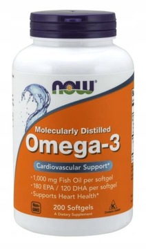 NOW FOODS OMEGA 3 1000 mg KWASY DHA EPA x 200 kaps
