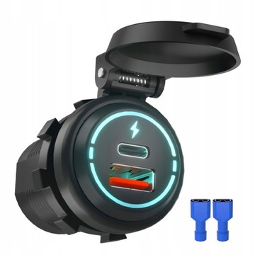 Motocyklowe gniazdo 2 x USB QC3.0 A C ładowarka