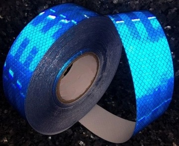 СВЕТООТРАЖАЮЩАЯ ЛЕНТА САМОКЛЕЙКАЯ ФОЛЬГА СИНАЯ ПРИЗМАТИЧЕСКАЯ НАКЛЕЙКА 5 СМ